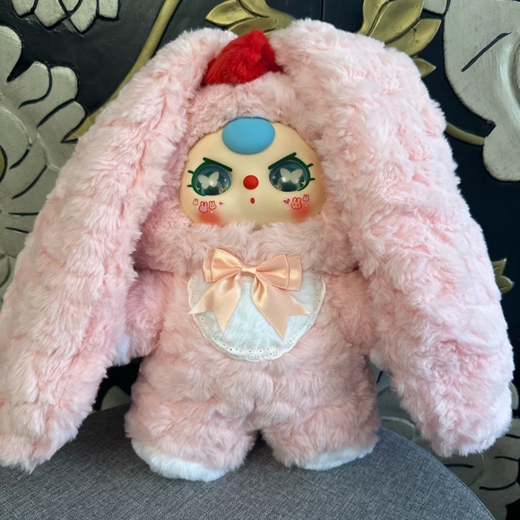 Fluffy Pink Baby Three 400% Bunny with Bow